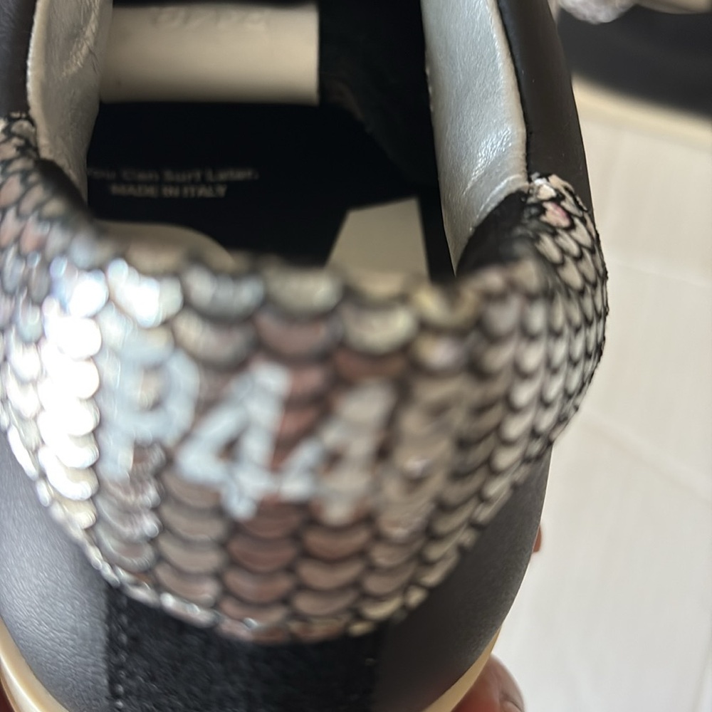 P448 Made in Italy Black Suede with Silver Metallic accent,W42=11.5/12, M=9.5-10 - Picture 12 of 16